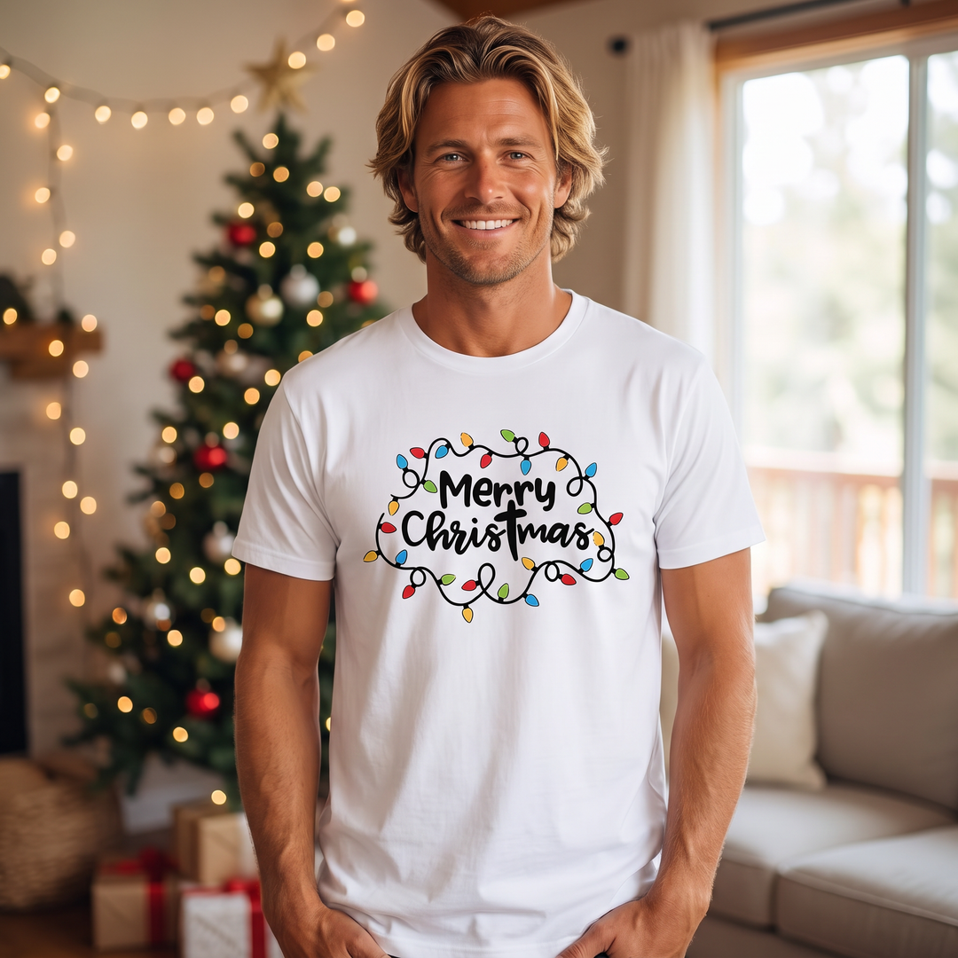 Men’s Christmas Tees with Lights Graphic | Short Sleeve