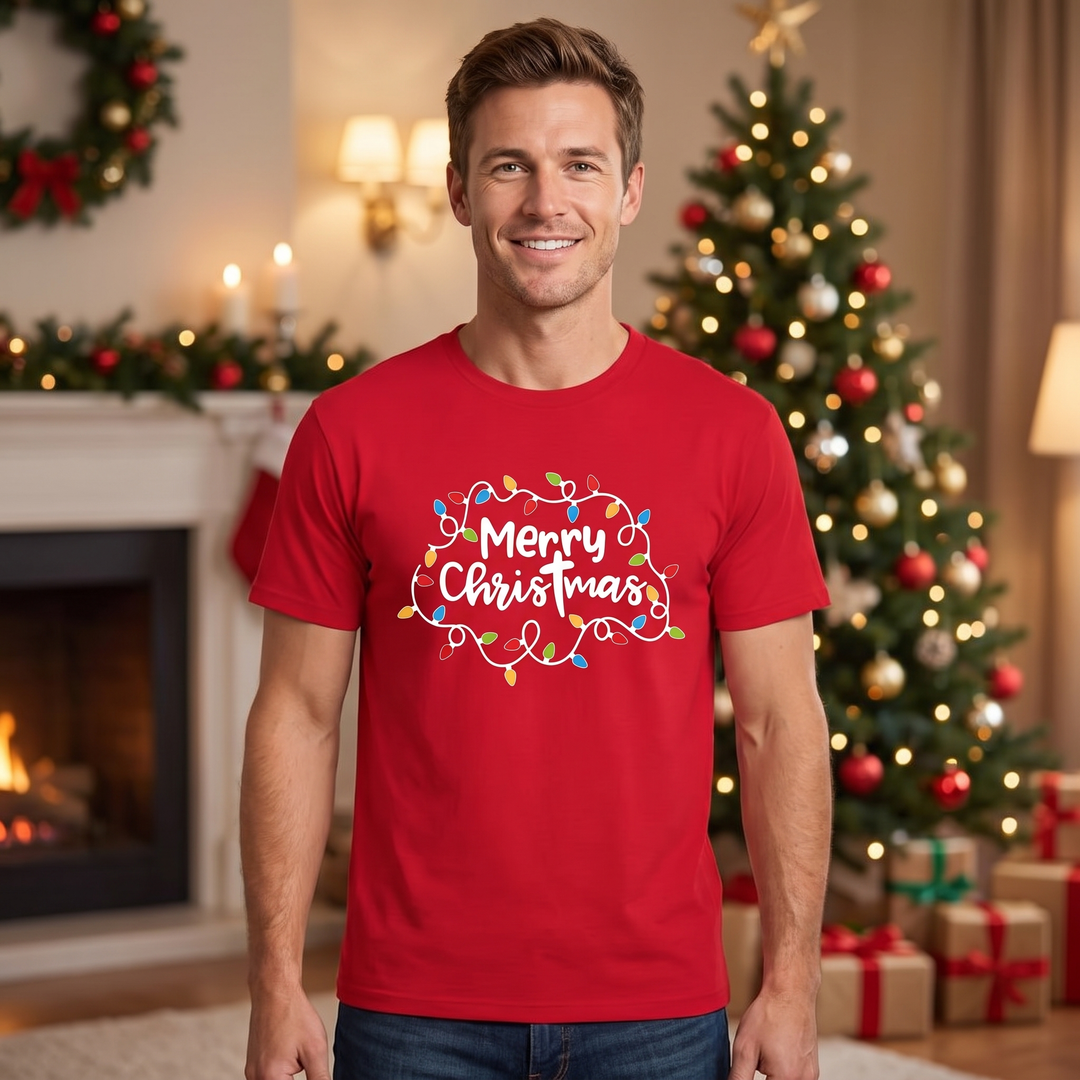 Men’s Christmas Tees with Lights Graphic | Short Sleeve
