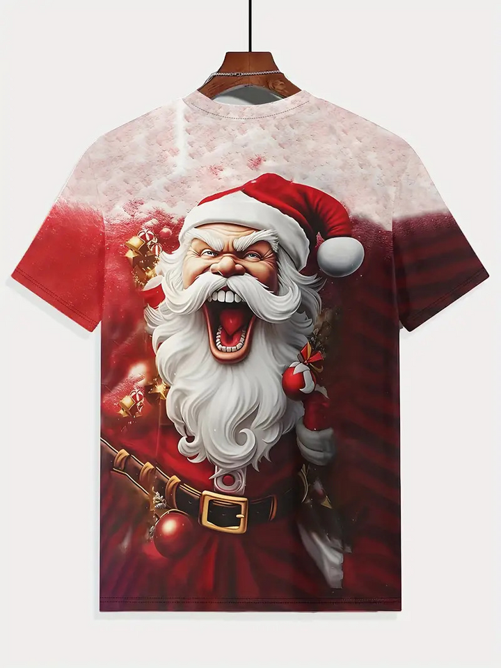 Men’s Christmas Tees with Santa Face Graphic | Crew Neck