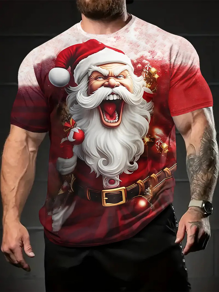 Men’s Christmas Tees with Santa Face Graphic | Crew Neck