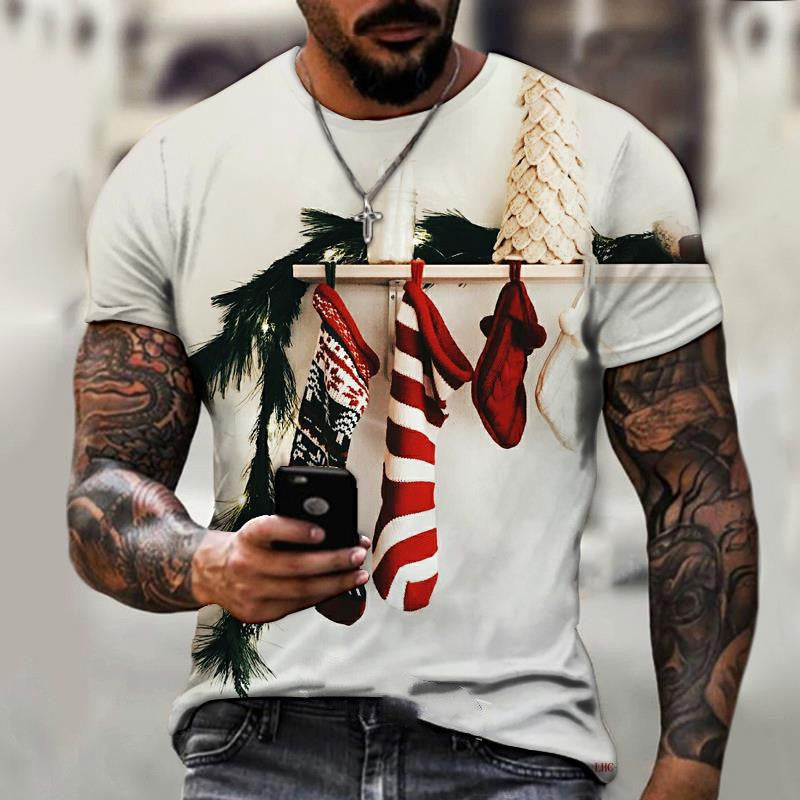 Men’s Christmas Tees with Santa Graphic | Short Sleeve