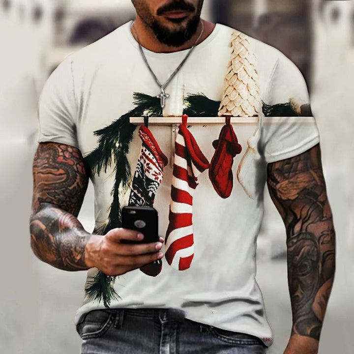 Men’s Christmas Tees with Santa Graphic | Short Sleeve