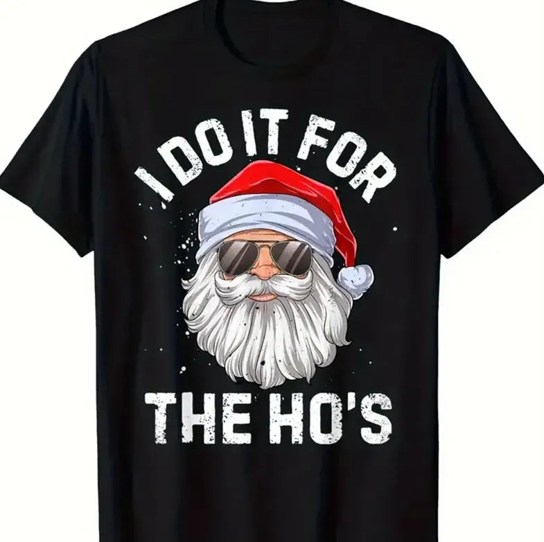 Men’s Christmas Tees with Santa Sunglasses Graphic | Crew Neck