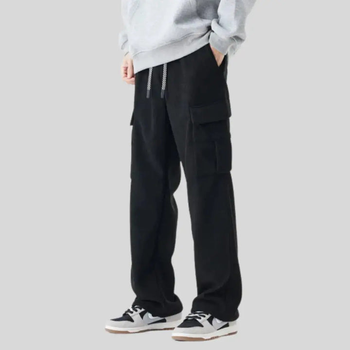 Men's Corduroy Pants with Drawstring & Cargo Pockets | Wide Leg