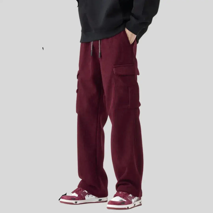 Men's Corduroy Pants with Drawstring & Cargo Pockets | Wide Leg
