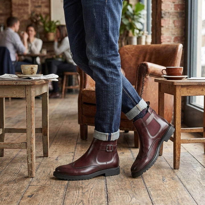 Men's Cowboy Boots Brogue Chelsea | Elastic Side