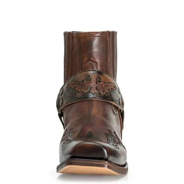 Men's Cowboy Boots Square Toe | Buckle Harness Studs