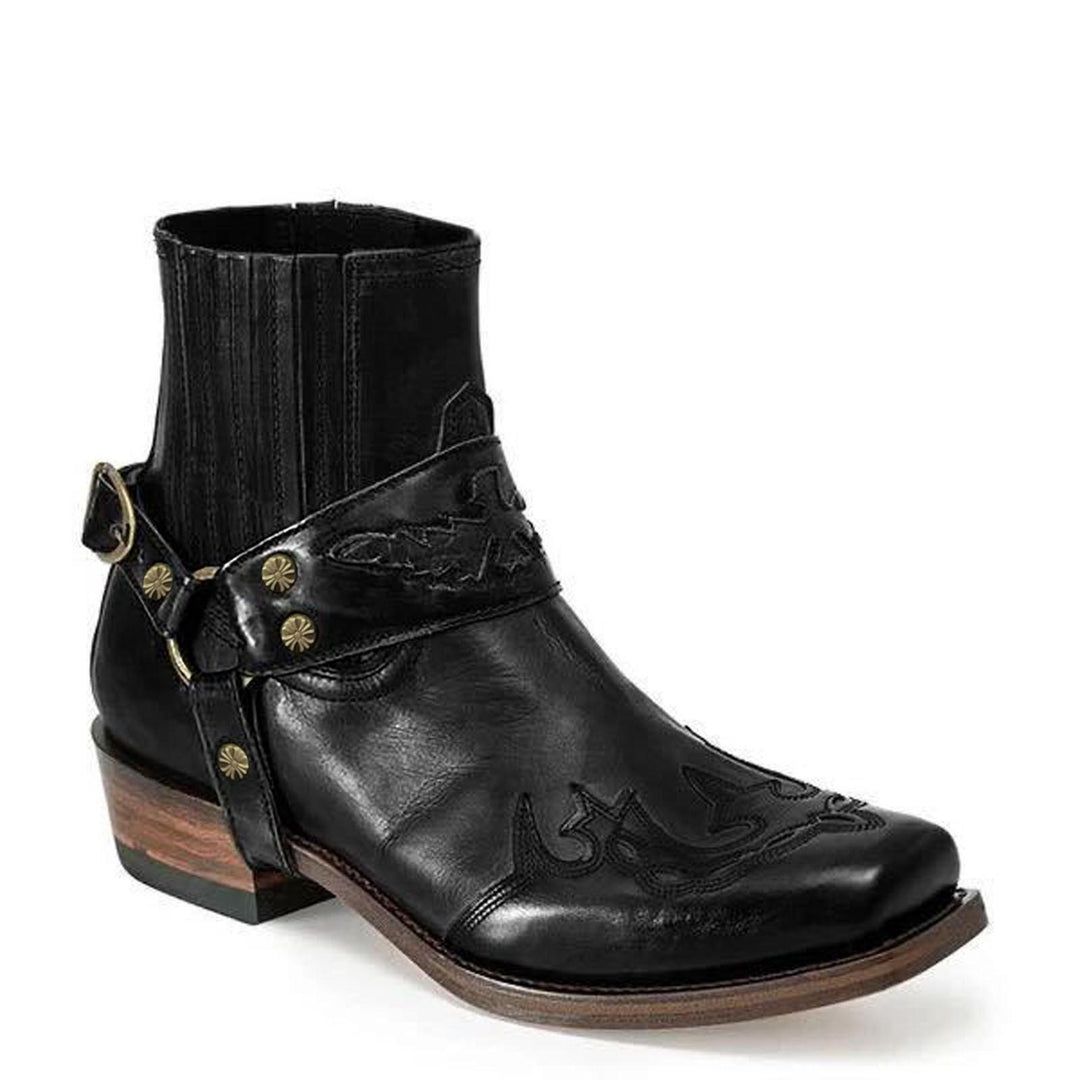 Men's Cowboy Boots Square Toe | Buckle Harness Studs