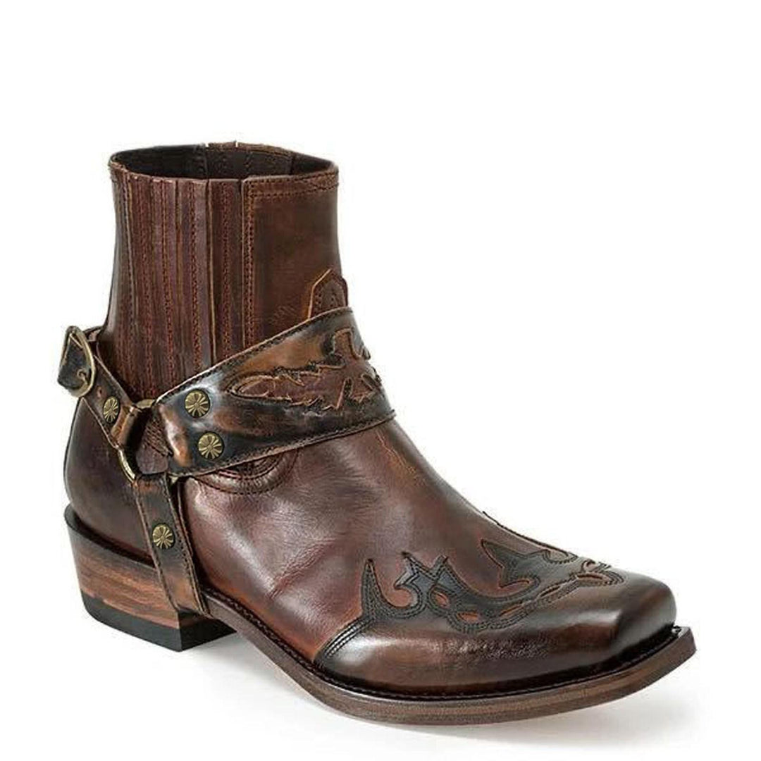 Men's Cowboy Boots Square Toe | Buckle Harness Studs