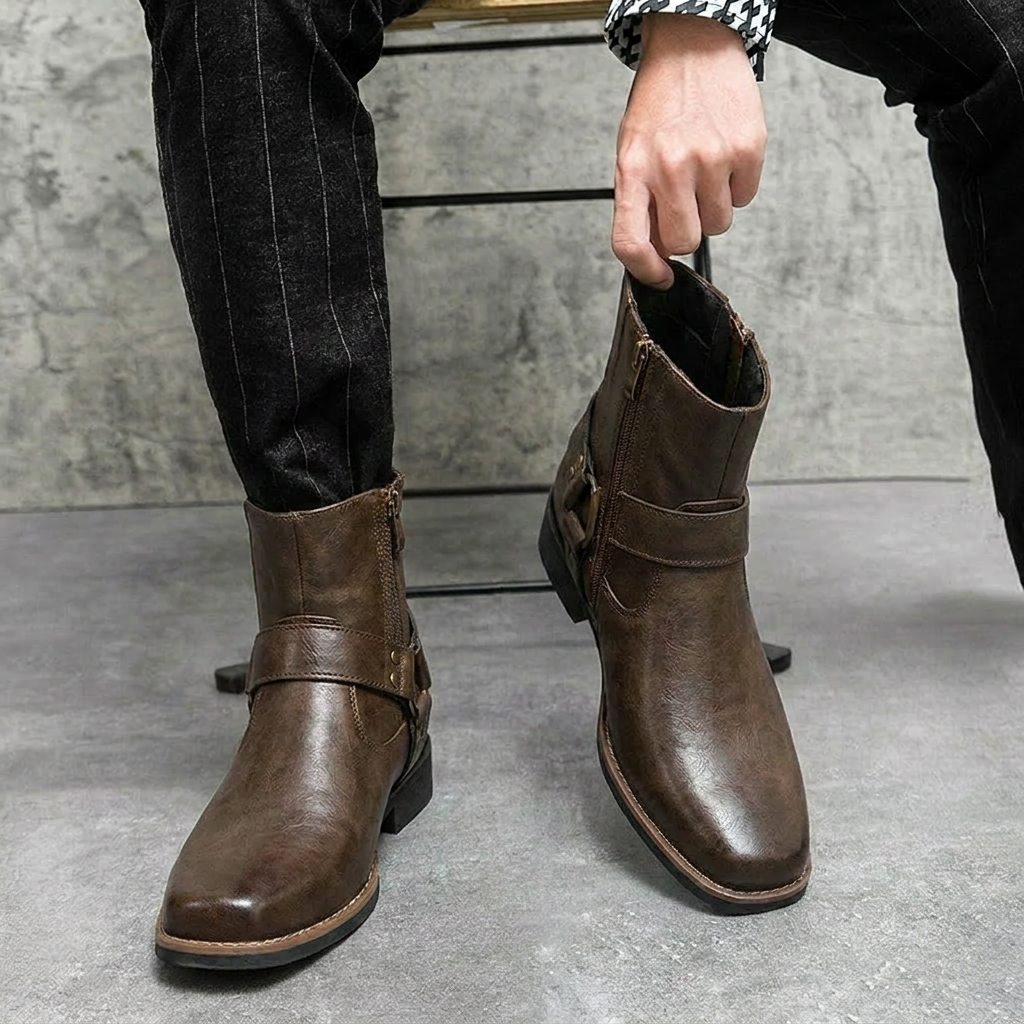 Men's Cowboy Boots with Ankle Strap | Western Style