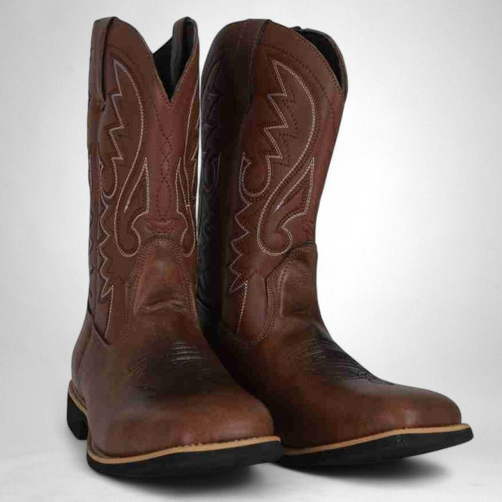 Men's Cowboy Boots with Embroidered Shaft & Pull On | Western