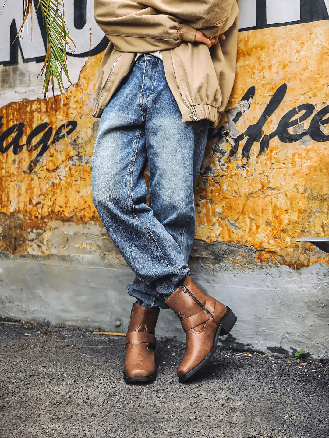 Men's Cowboy Boots with Harness Strap | Ankle