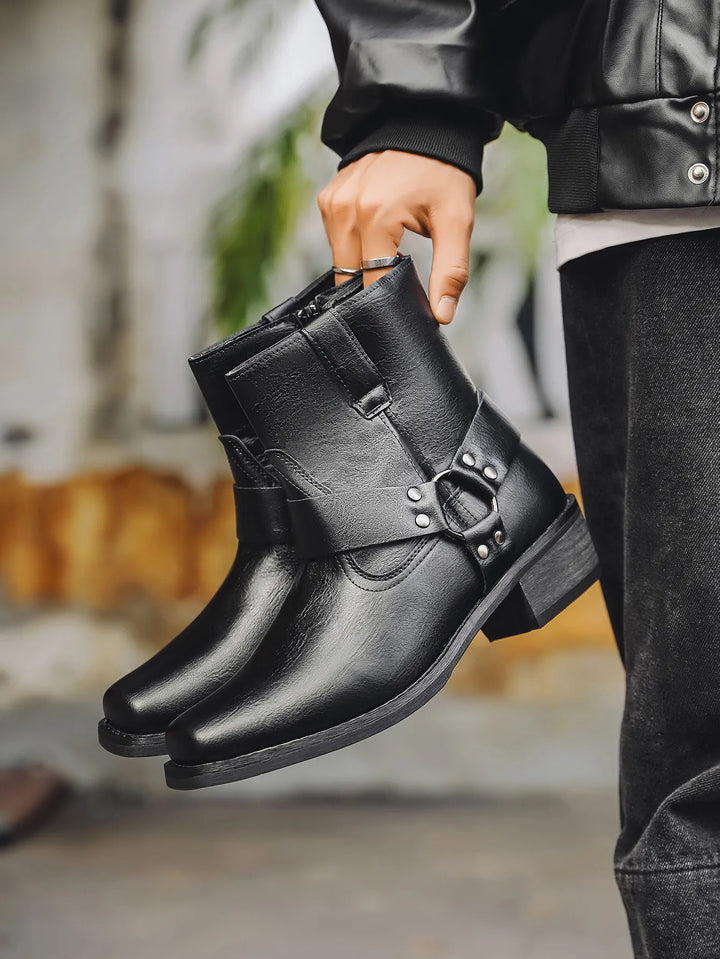 Men's Cowboy Boots with Harness Strap | Ankle