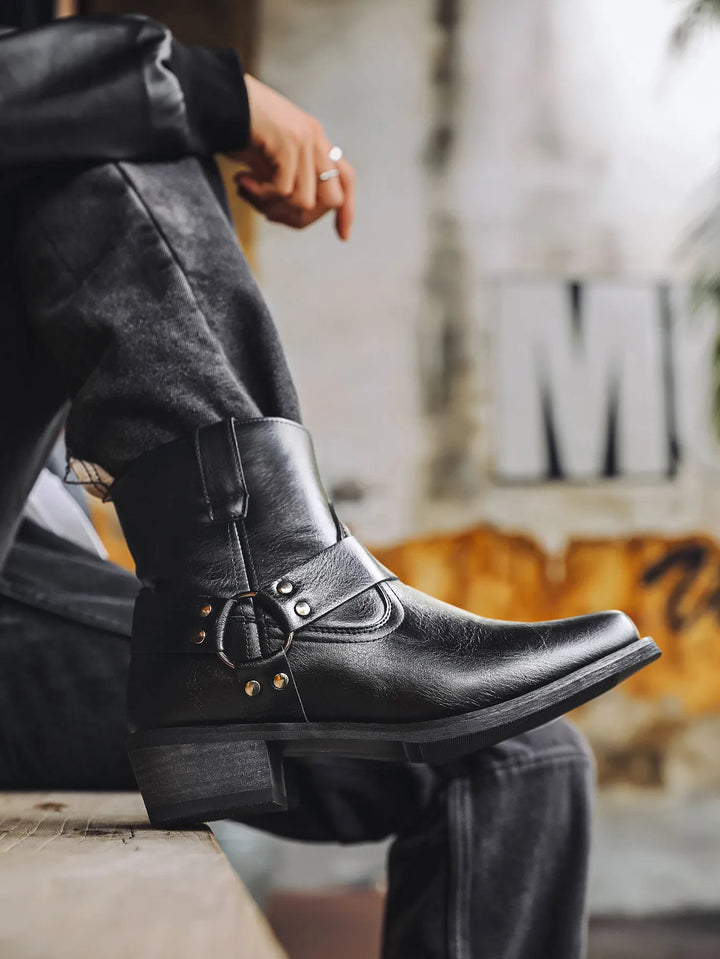 Men's Cowboy Boots with Harness Strap | Ankle