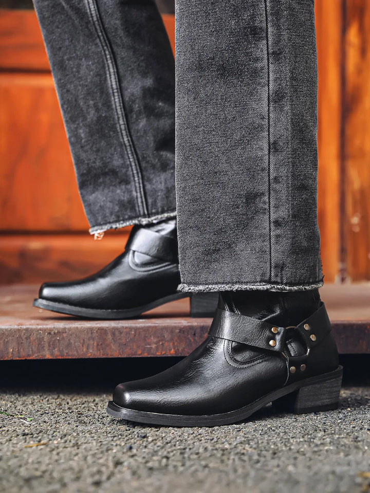Men's Cowboy Boots with Harness Strap | Ankle