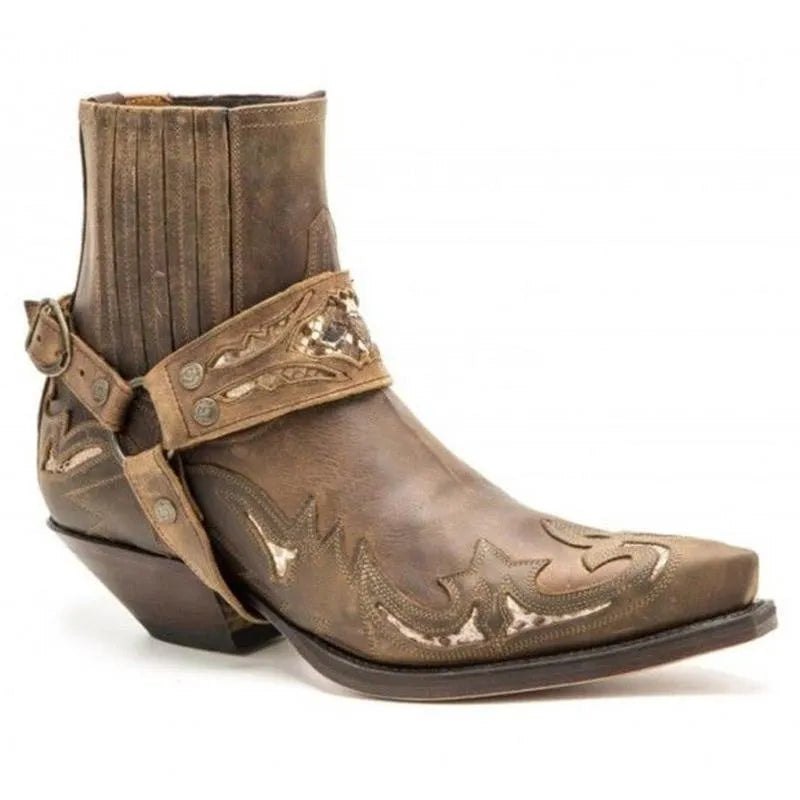 Men's Cowboy Boots with Harness Strap | Pointed Toe