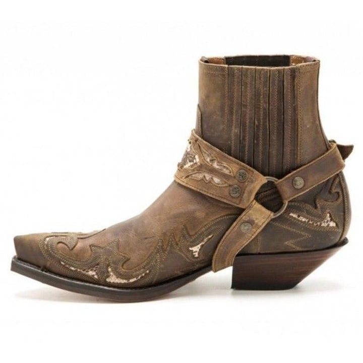 Men's Cowboy Boots with Harness Strap | Pointed Toe