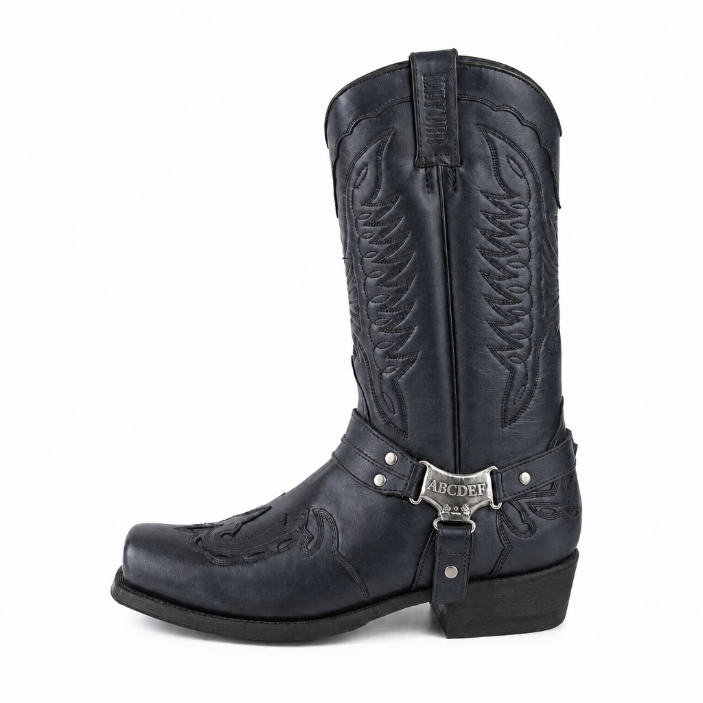 Men's Cowboy Boots with Harness Strap | Square Toe