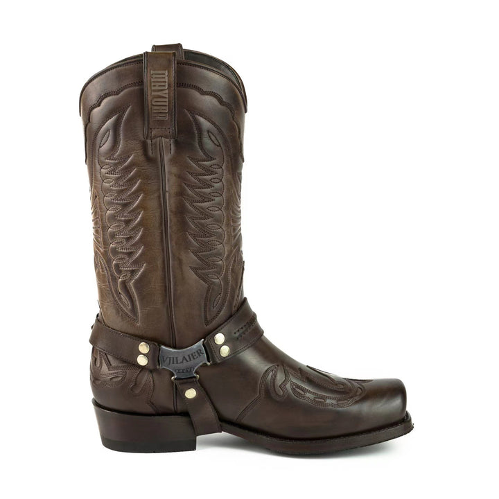 Men's Cowboy Boots with Harness Strap | Square Toe