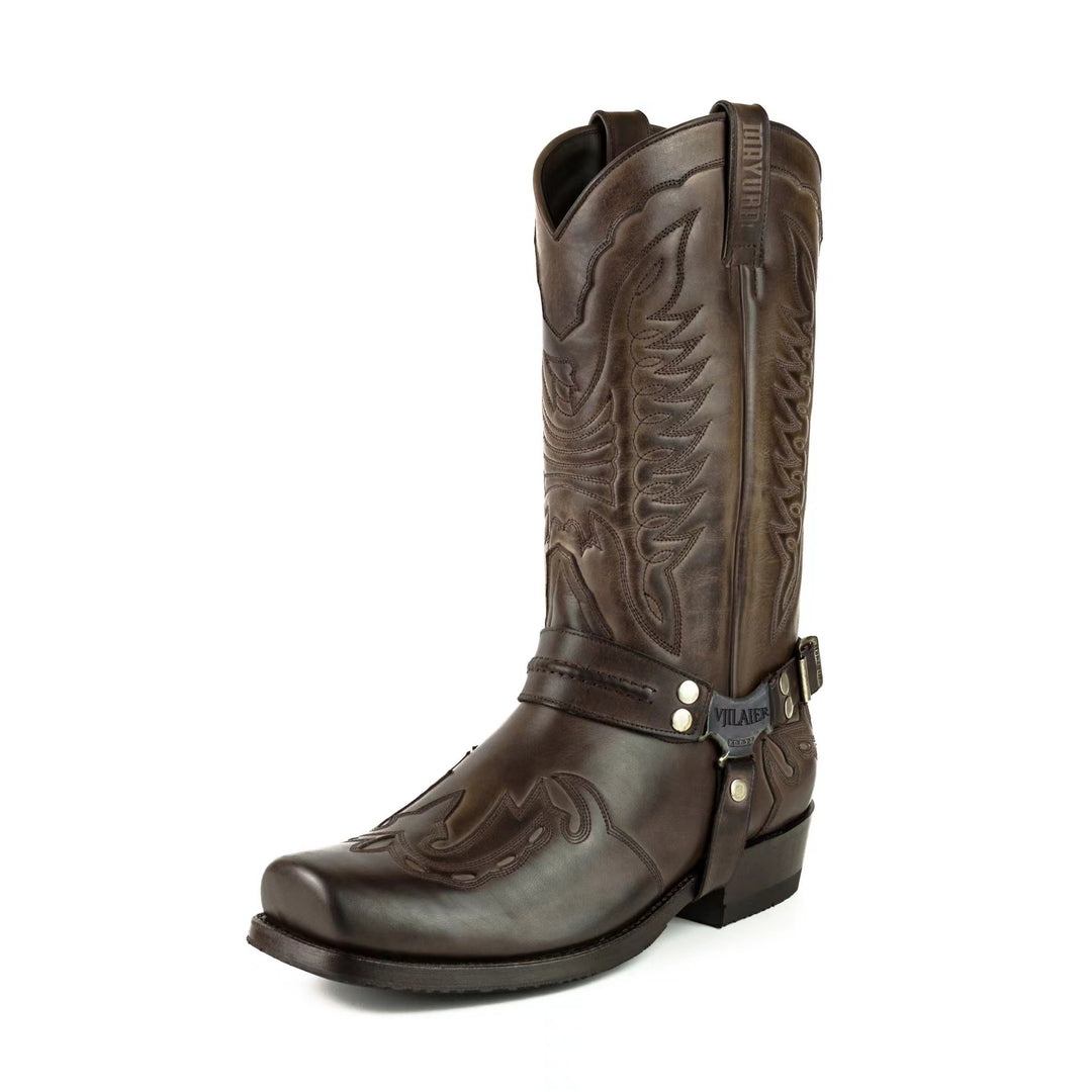 Men's Cowboy Boots with Harness Strap | Square Toe