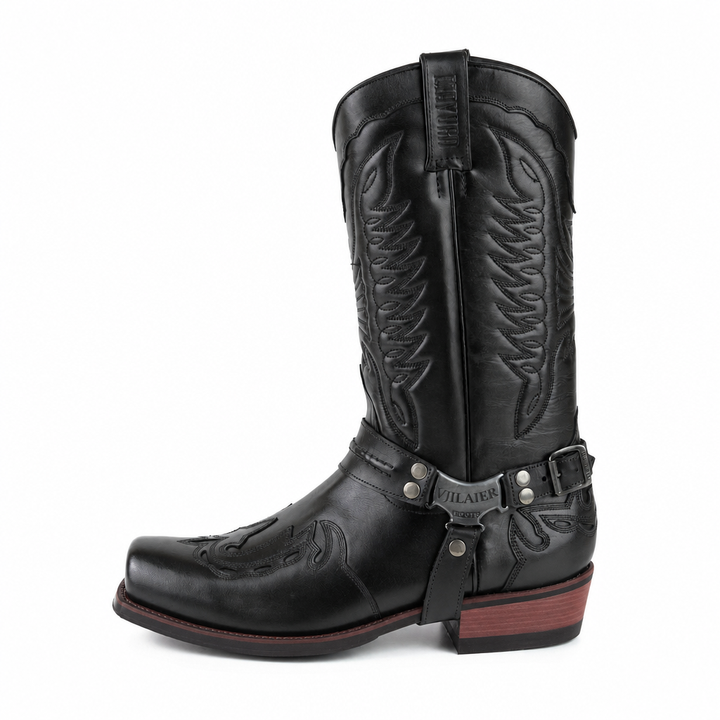 Men's Cowboy Boots with Harness Strap | Square Toe