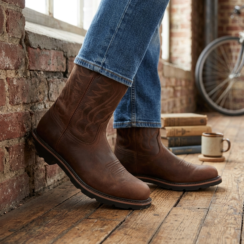 Men's Cowboy Boots with Round Toe | Mid Calf
