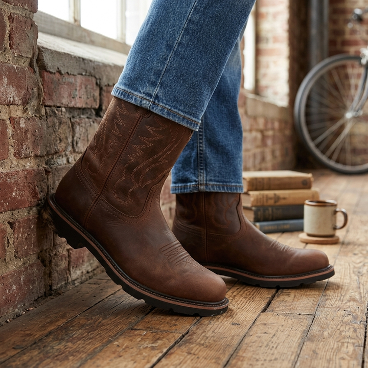 Men's Cowboy Boots with Round Toe | Mid Calf