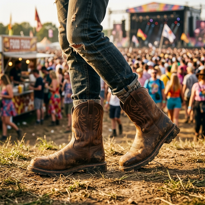 Men's Cowboy Boots with Round Toe | Mid Calf