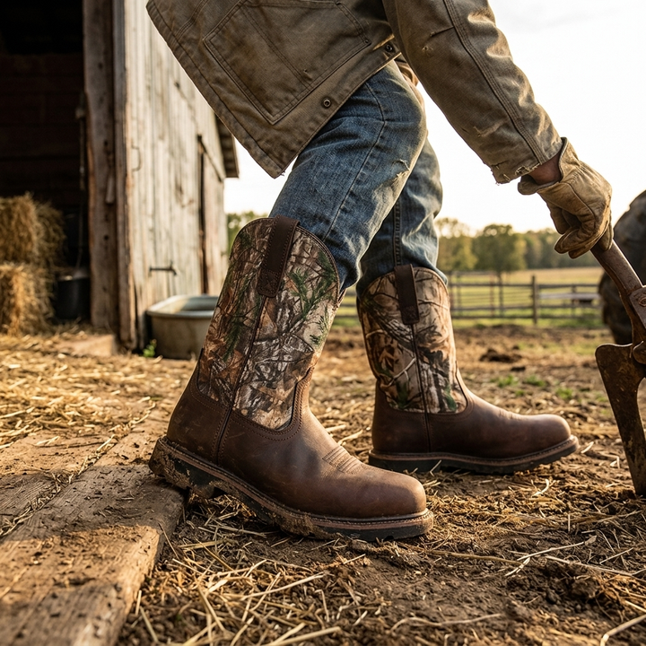 Men's Cowboy Boots with Round Toe | Mid Calf