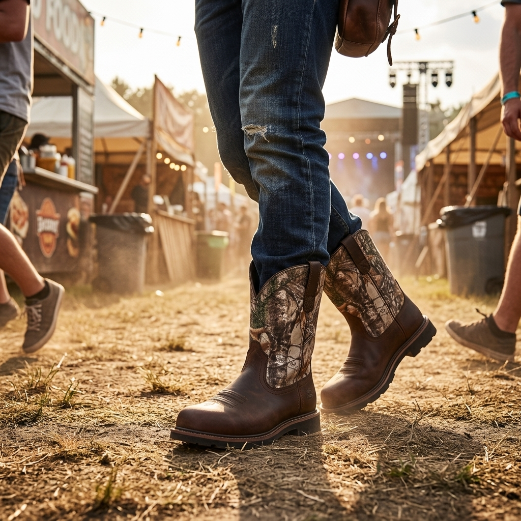 Men's Cowboy Boots with Round Toe | Mid Calf