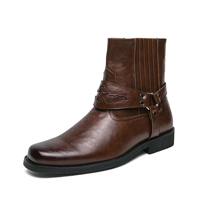 Men's Cowboy Boots with Side Zip | Harness Strap