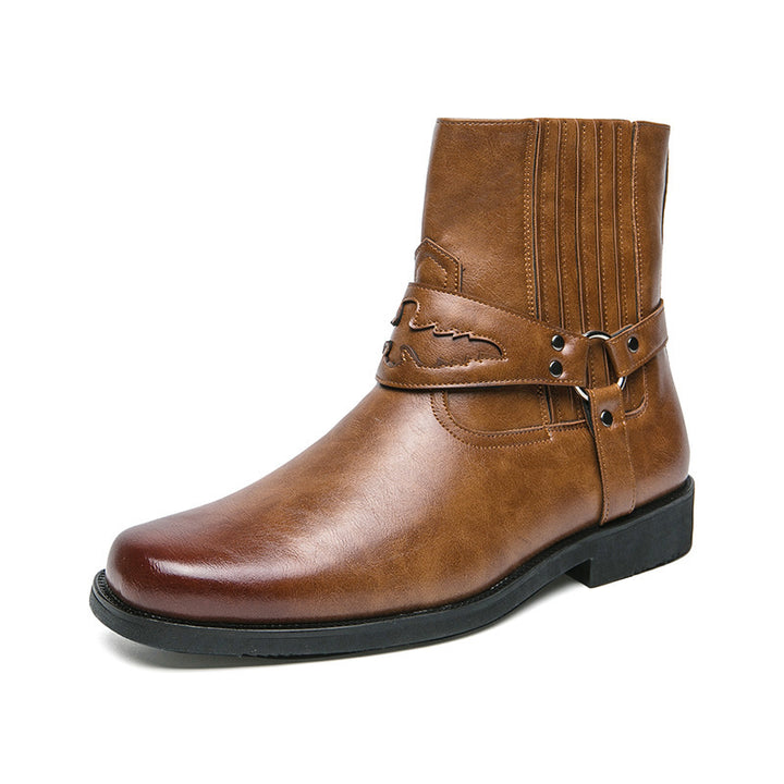 Men's Cowboy Boots with Side Zip | Harness Strap