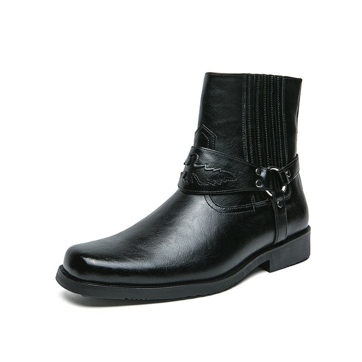 Men's Cowboy Boots with Side Zip | Harness Strap