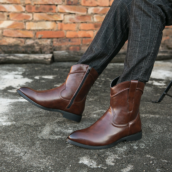 Men's Cowboy Boots with Side Zip | Pointed Toe