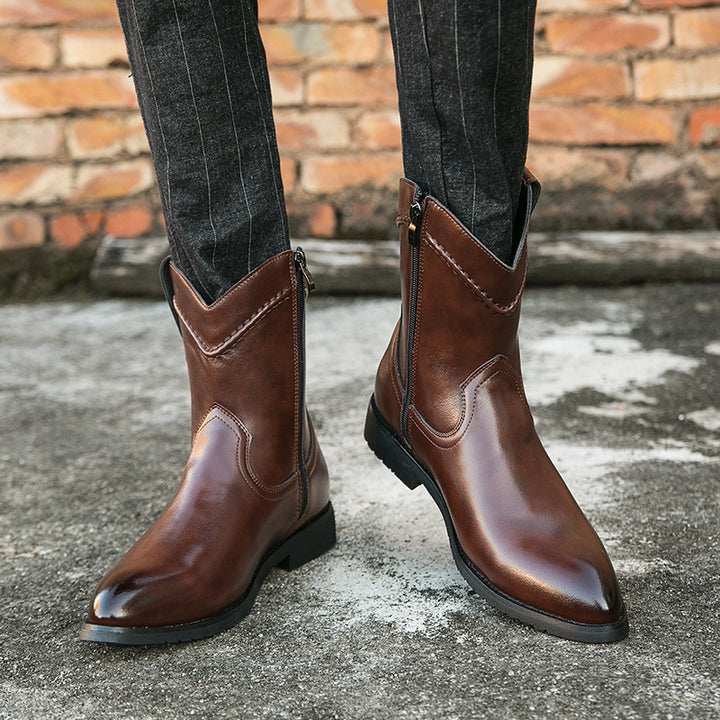 Men's Cowboy Boots with Side Zip | Pointed Toe