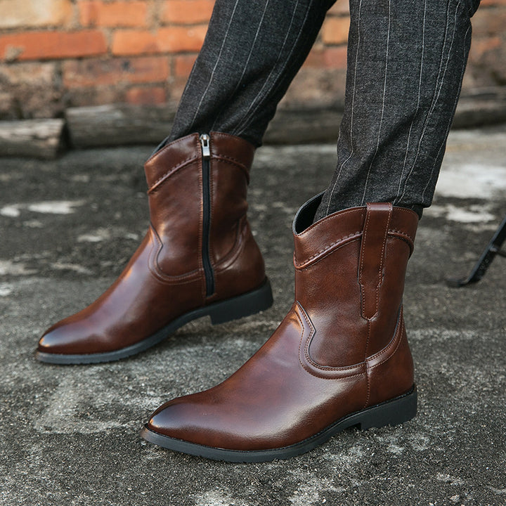 Men's Cowboy Boots with Side Zip | Pointed Toe