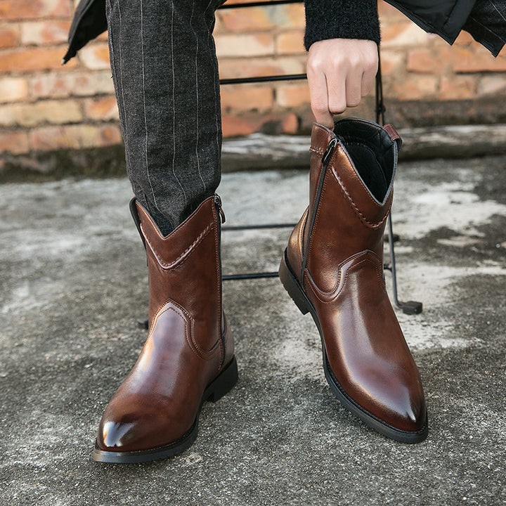 Men's Cowboy Boots with Side Zip | Pointed Toe