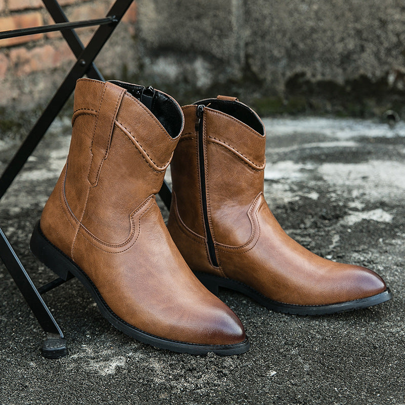 Men's Cowboy Boots with Side Zip | Pointed Toe