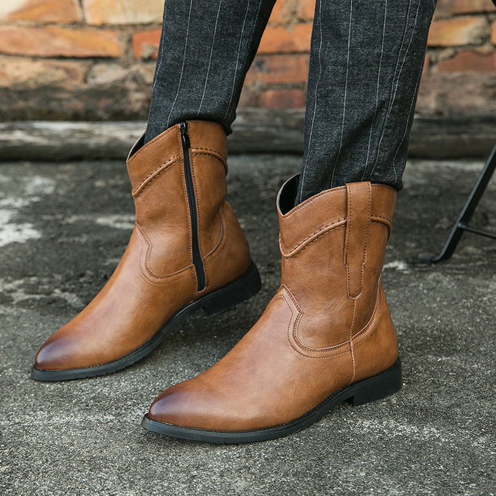 Men's Cowboy Boots with Side Zip | Pointed Toe