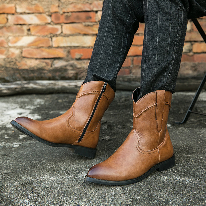 Men's Cowboy Boots with Side Zip | Pointed Toe