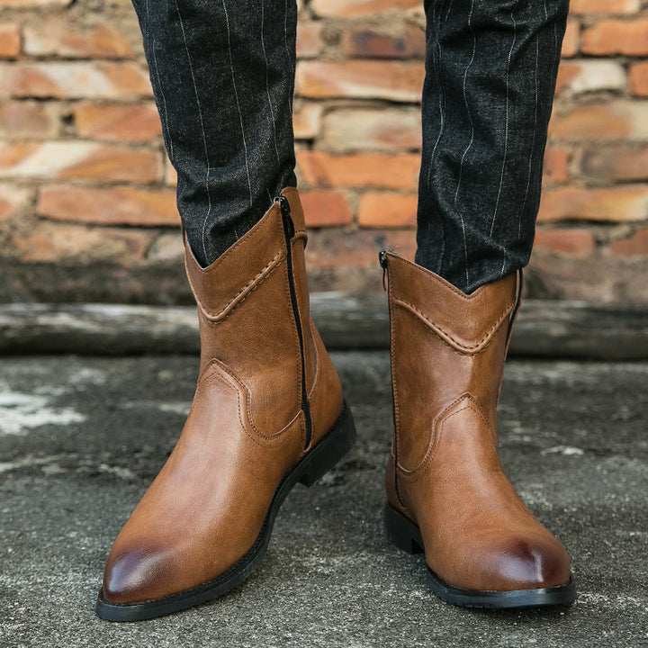 Men's Cowboy Boots with Side Zip | Pointed Toe