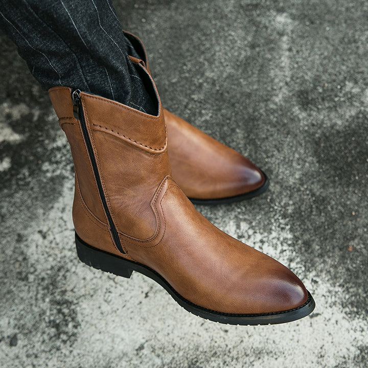 Men's Cowboy Boots with Side Zip | Pointed Toe