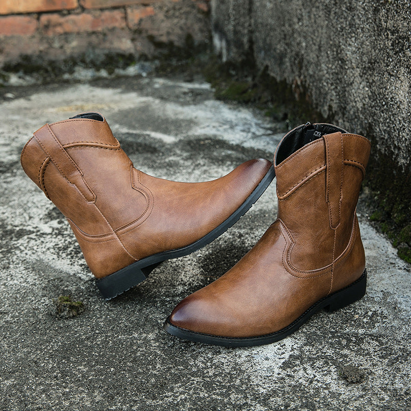 Men's Cowboy Boots with Side Zip | Pointed Toe