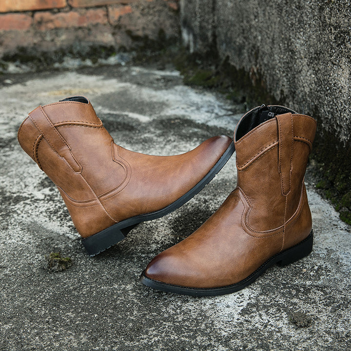 Men's Cowboy Boots with Side Zip | Pointed Toe