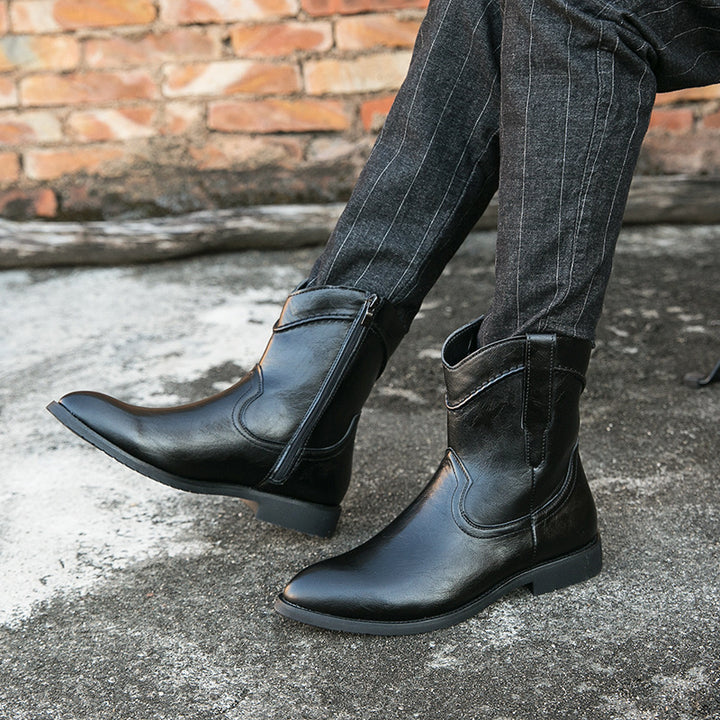 Men's Cowboy Boots with Side Zip | Pointed Toe