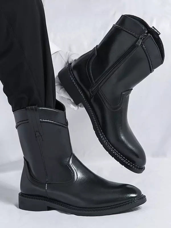 Men's Cowboy Boots with Side Zip | Pointed Toe