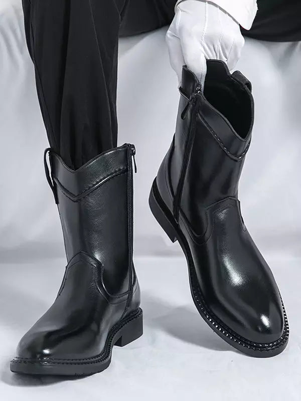 Men's Cowboy Boots with Side Zip | Pointed Toe