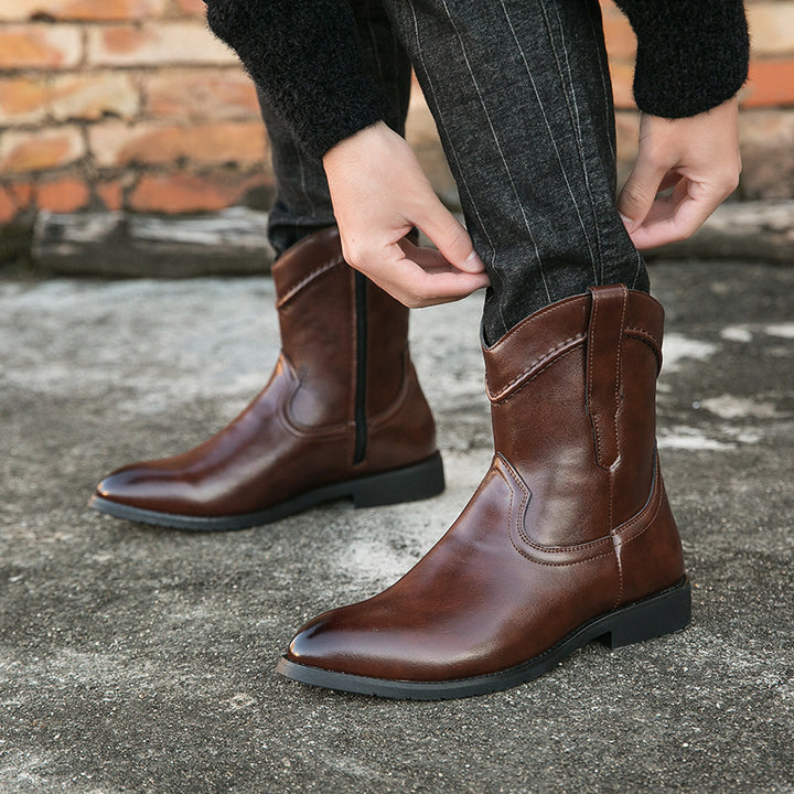 Men's Cowboy Boots with Side Zip | Pointed Toe