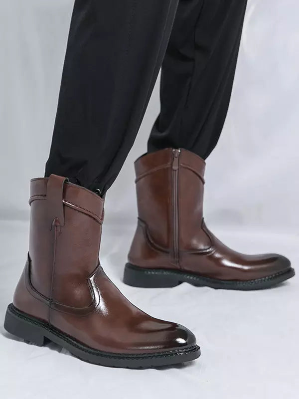 Men's Cowboy Boots with Side Zip | Pointed Toe