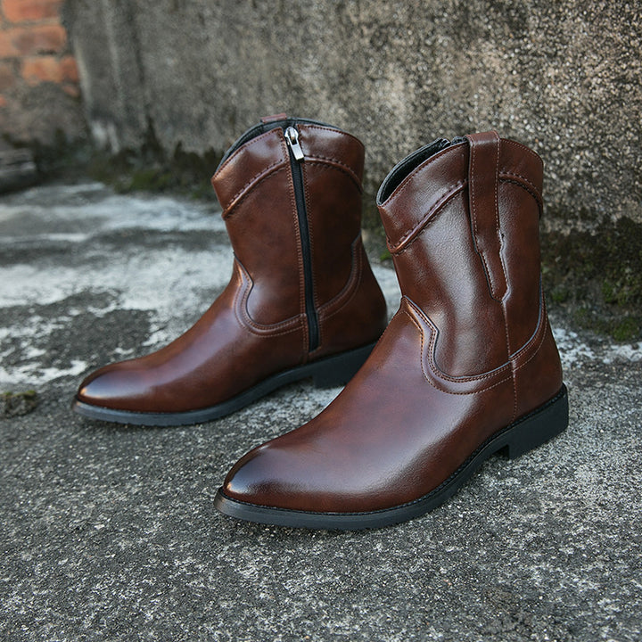 Men's Cowboy Boots with Side Zip | Pointed Toe